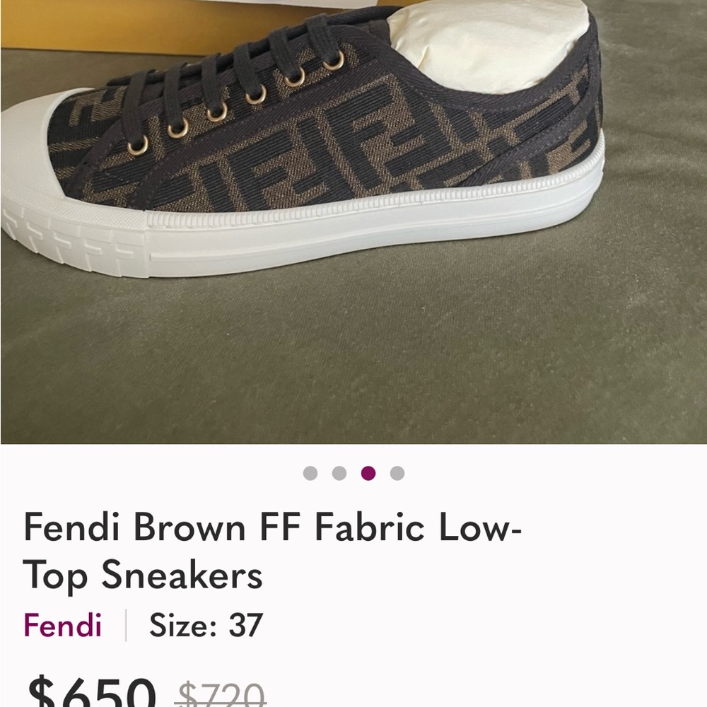 Fendi Brown FF Fabric Low-Top Sneakers